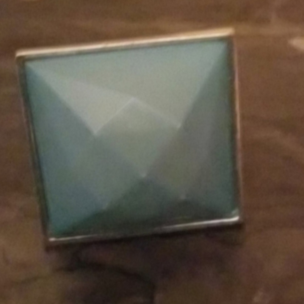 Square Faceted Teal Statement Ring